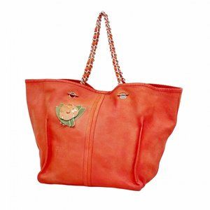 CHANEL Red Caviar Leather Tote Bag
